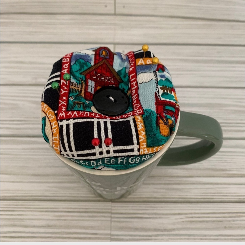 Handmade Upcycled Teacher Pin Cushion Sewing Gifts - Picture 2 of 5